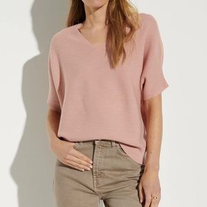 THE RESET R LABEL Women’s ESSENTIAL V PULLOVER Dolman Sleeve Sweater Pink S/M